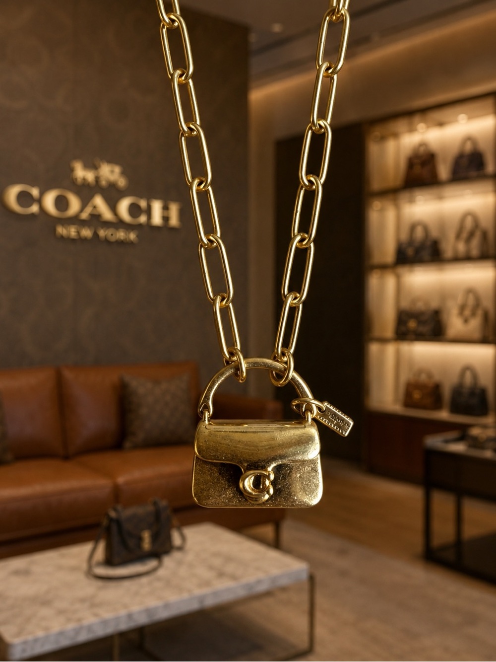 Coach 💥Gold Mini Purse Pendant Necklace